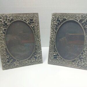2 Floral Picture Frame FELMAR CANADA Fine Pewter ETAIN FIN 6X4"